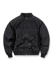 厚手素材とリブニットで防風性を高めたクラシックフライトジャケット。ダブルジッパーと大容量ポケット付き。