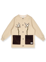 藤とハトをテーマにしたストライプテクスチャーのシンサレート中綿ジャケット