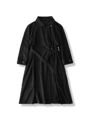 ウール100％のブラックトレンチコート