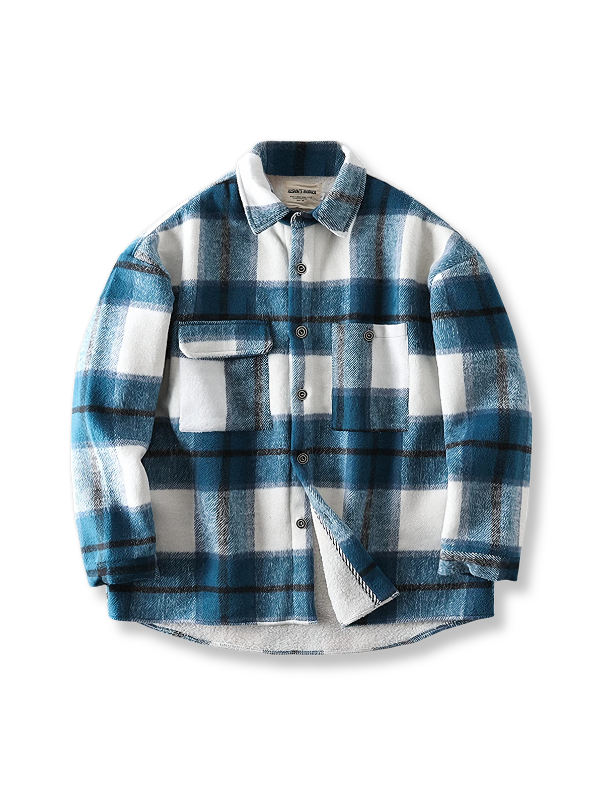 ウール混紡素材のヘビーウェイトチェック柄長袖シャツジャケット。