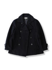 ウール混紡ダブルブレストネイビーコート