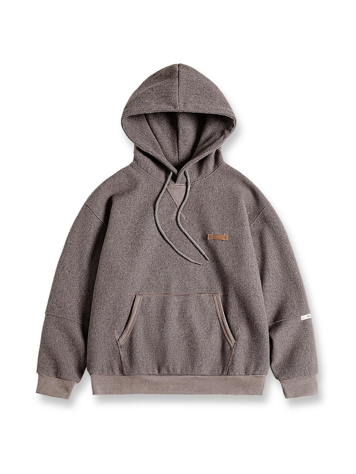 起毛加工が特徴のウール混フード付きパーカー。保温性と実用性を兼ね備えた冬の必須アイテム。