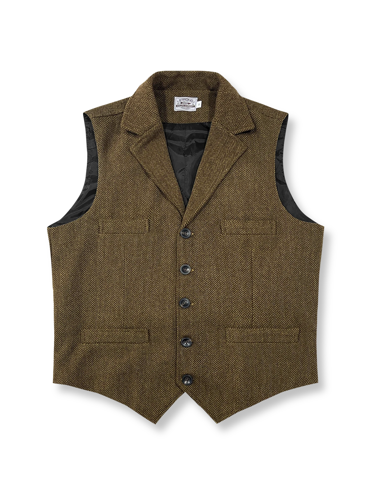 重厚ウールツイード素材のスーツベスト。4色展開でビジネスからカジュアルまで対応。