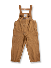 ヴィンテージ加工と手作業のディテールが光るワークスタイルキャンバスオーバーオール