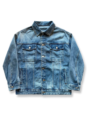 ワークスタイルの短丈デニムジャケット