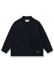 多機能ポケットとワイドシルエットが特徴のコットンワークスタイルはんてんジャケット