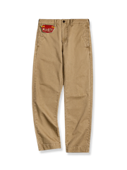 ヴィンテージワークスタイルのカーキスラックスパンツ