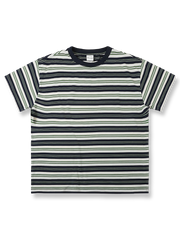  織り色バイカラーストライプ半袖Tシャツ。