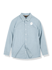 先染めチェック柄ボタンダウンシャツ、ルーズフィット、ウォッシュド加工、コットン100％