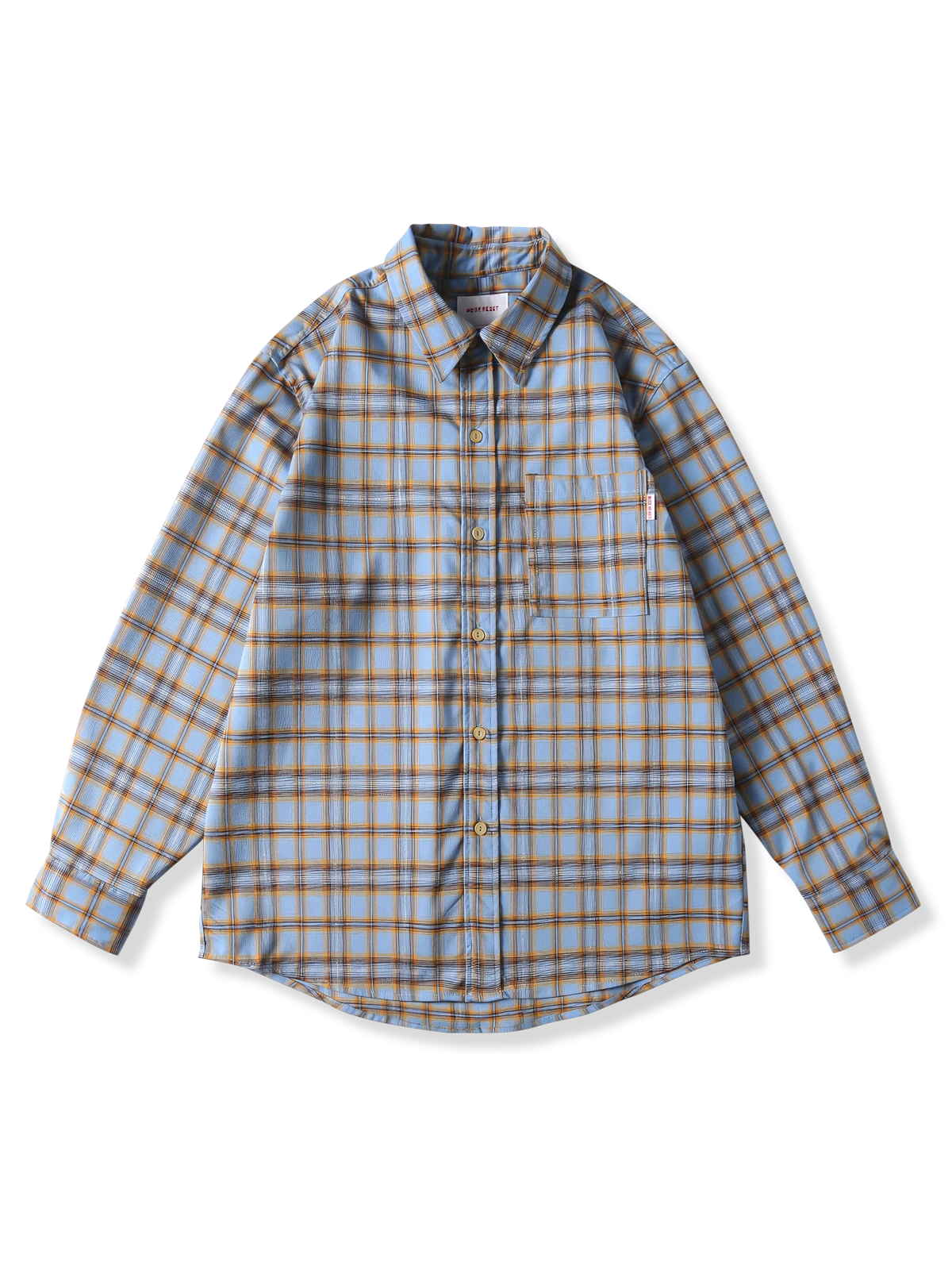 先染めチェック柄でシワ防止加工を施したワークシャツ