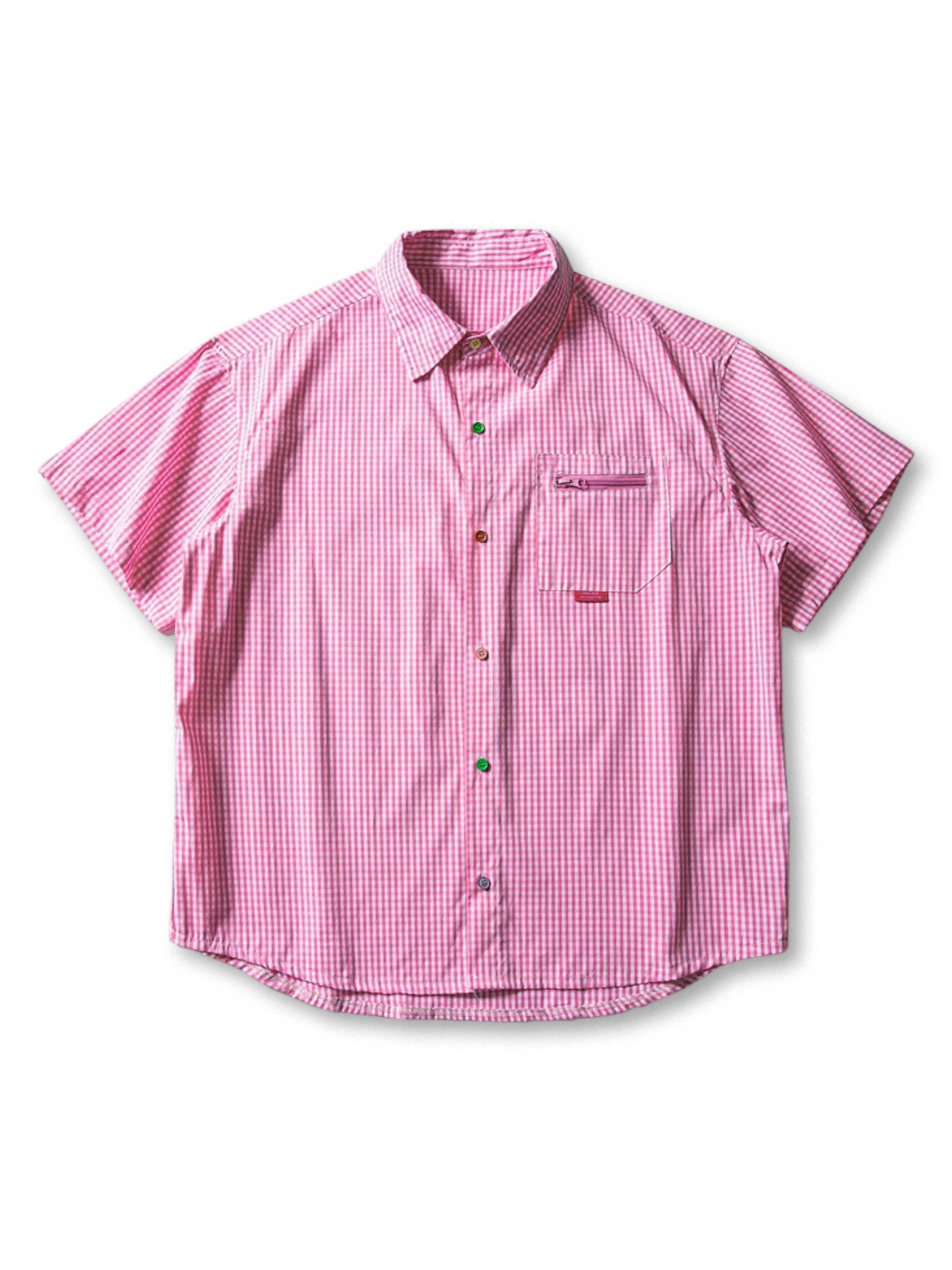 ジップポケットギンガムチェックシャツ全体像