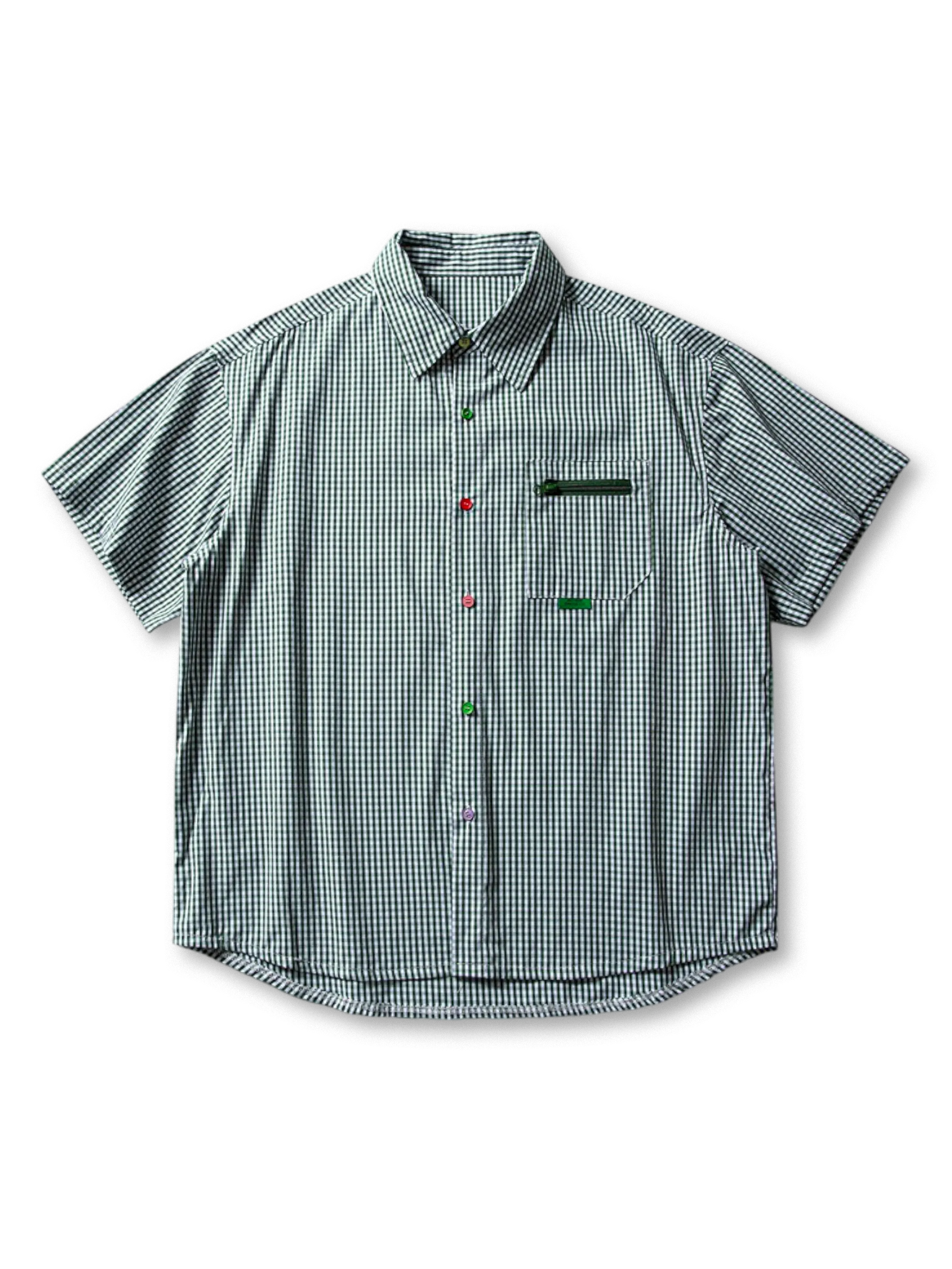 ジップポケットギンガムチェックシャツ全体像