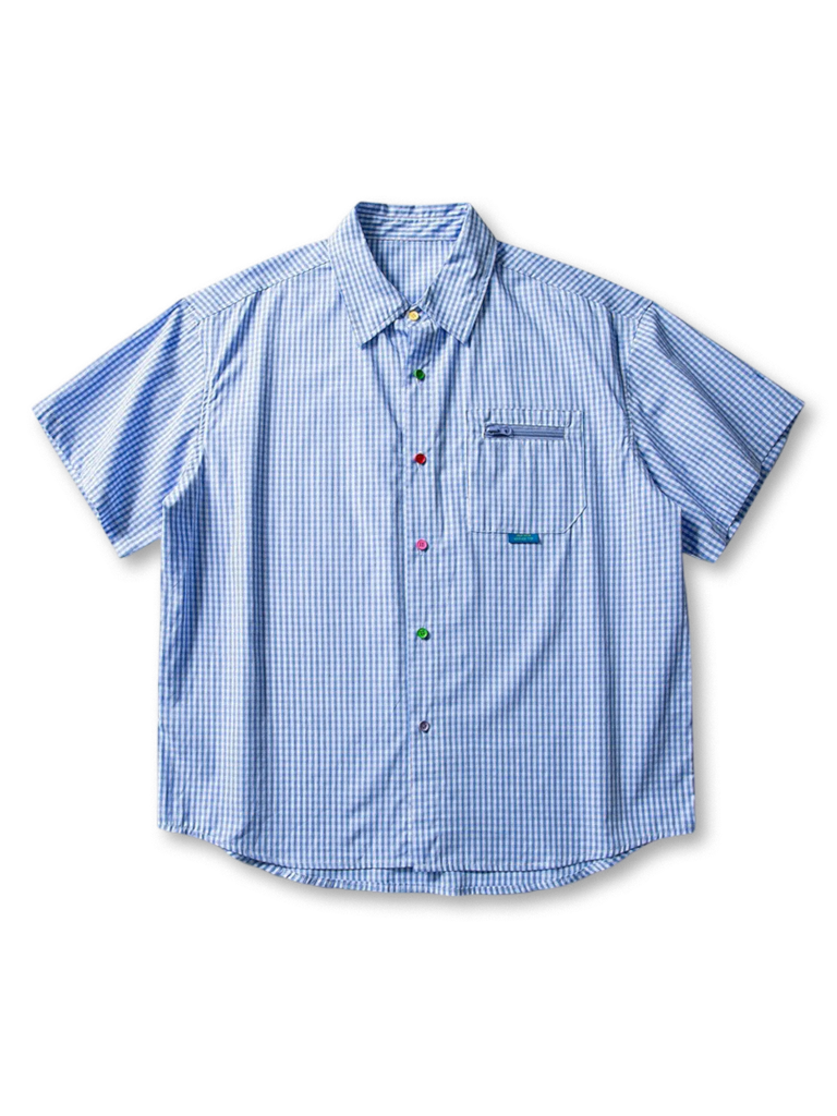 ジップポケットギンガムチェックシャツ-PESSOA CLUB