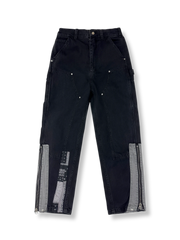 裾ジップ付きのコンビデニムパンツ