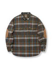 三色糸と斜めチェック柄が特徴のジッパー付きレトロプルオーバーシャツ