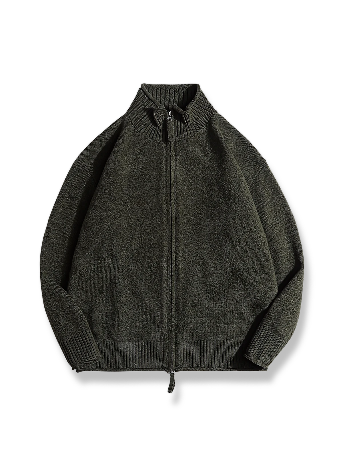 ジッパー付きスタンドカラーニット