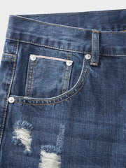 ダメージ加工赤耳 デニムパンツ9分丈